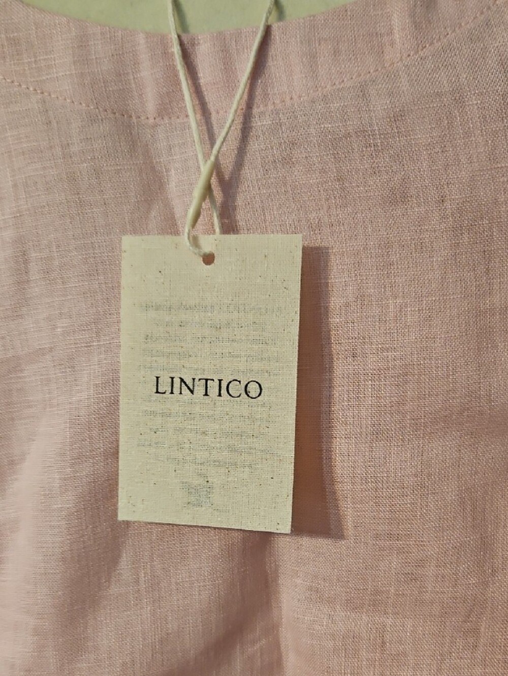 Relaxed Pink Scoop-Neck Linen Pocket Dress - Picture 3 of 7
